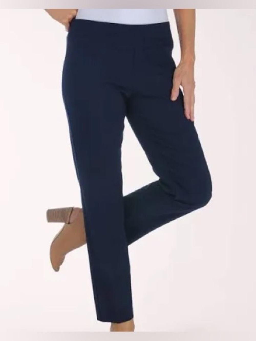 Rachel Zoe: Large, Classic Pullon  Navy Straight-Leg Ponte Pants